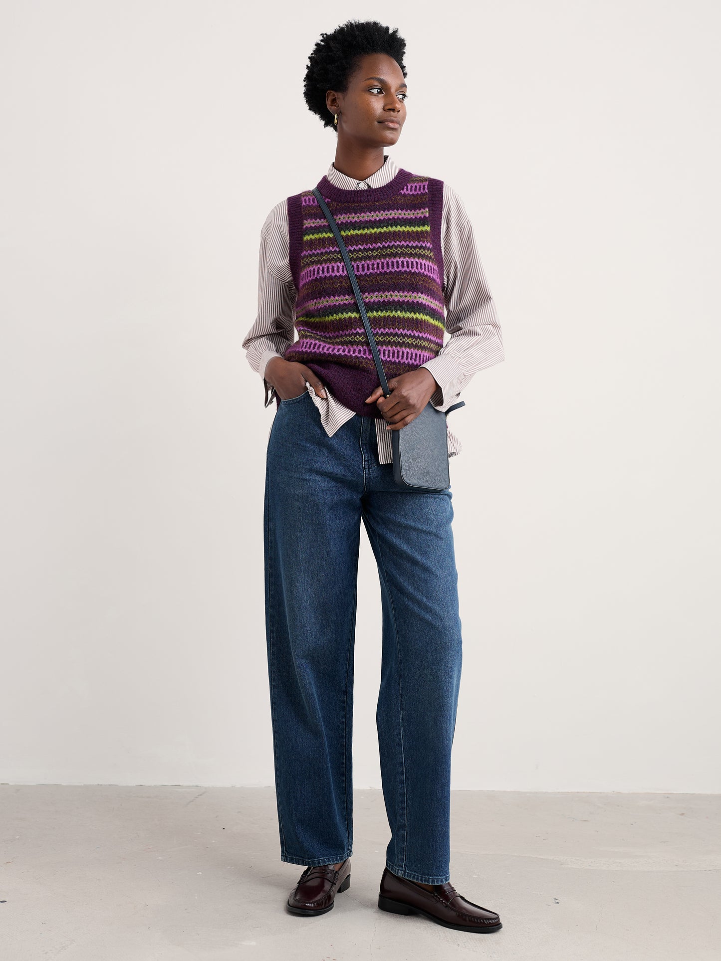 SEASALT CORNWALL - Annik Fairaisle Vest - Modernist Grape Oak Mix