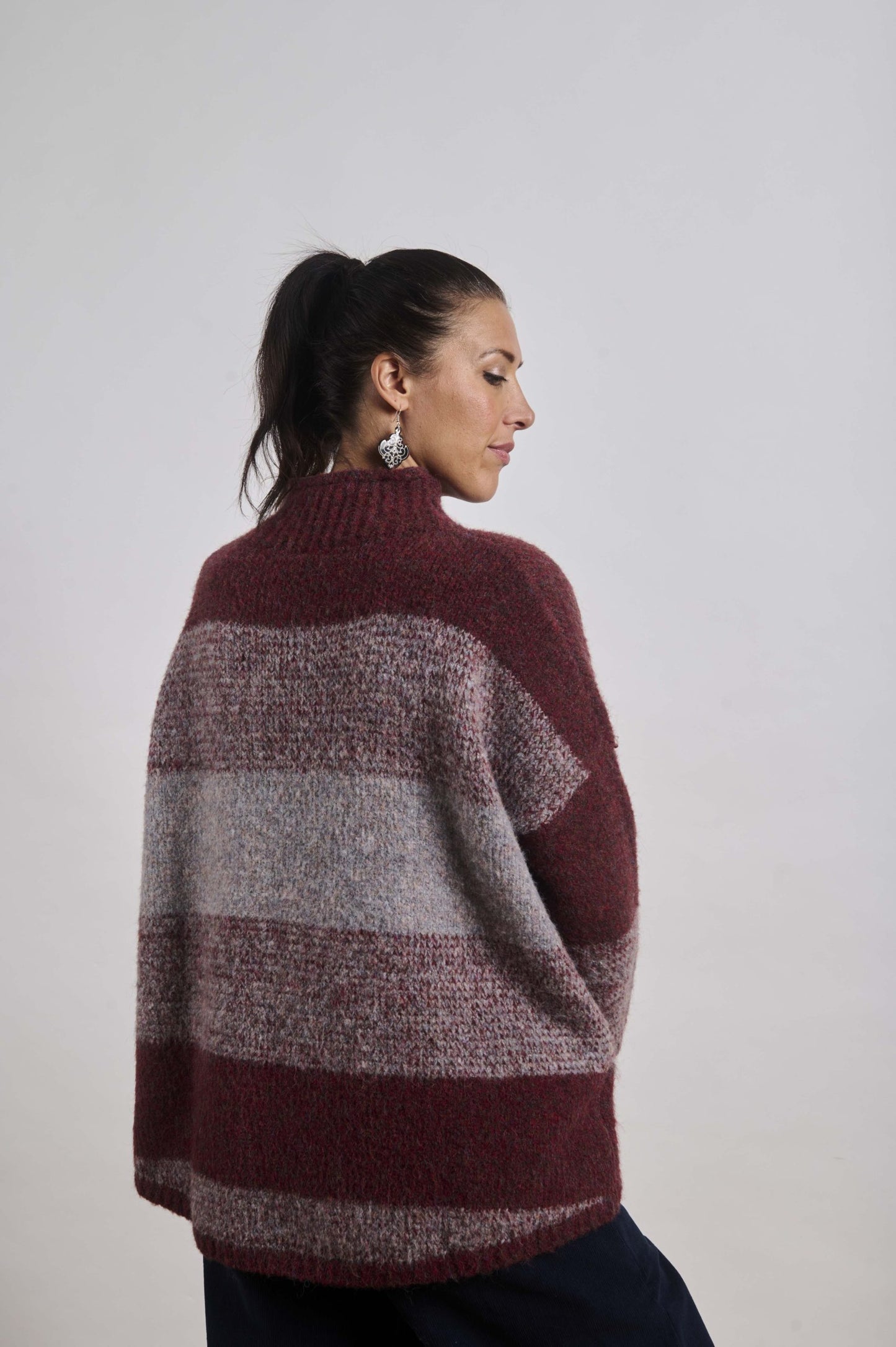 Knit - burgundy grey oversized with collar