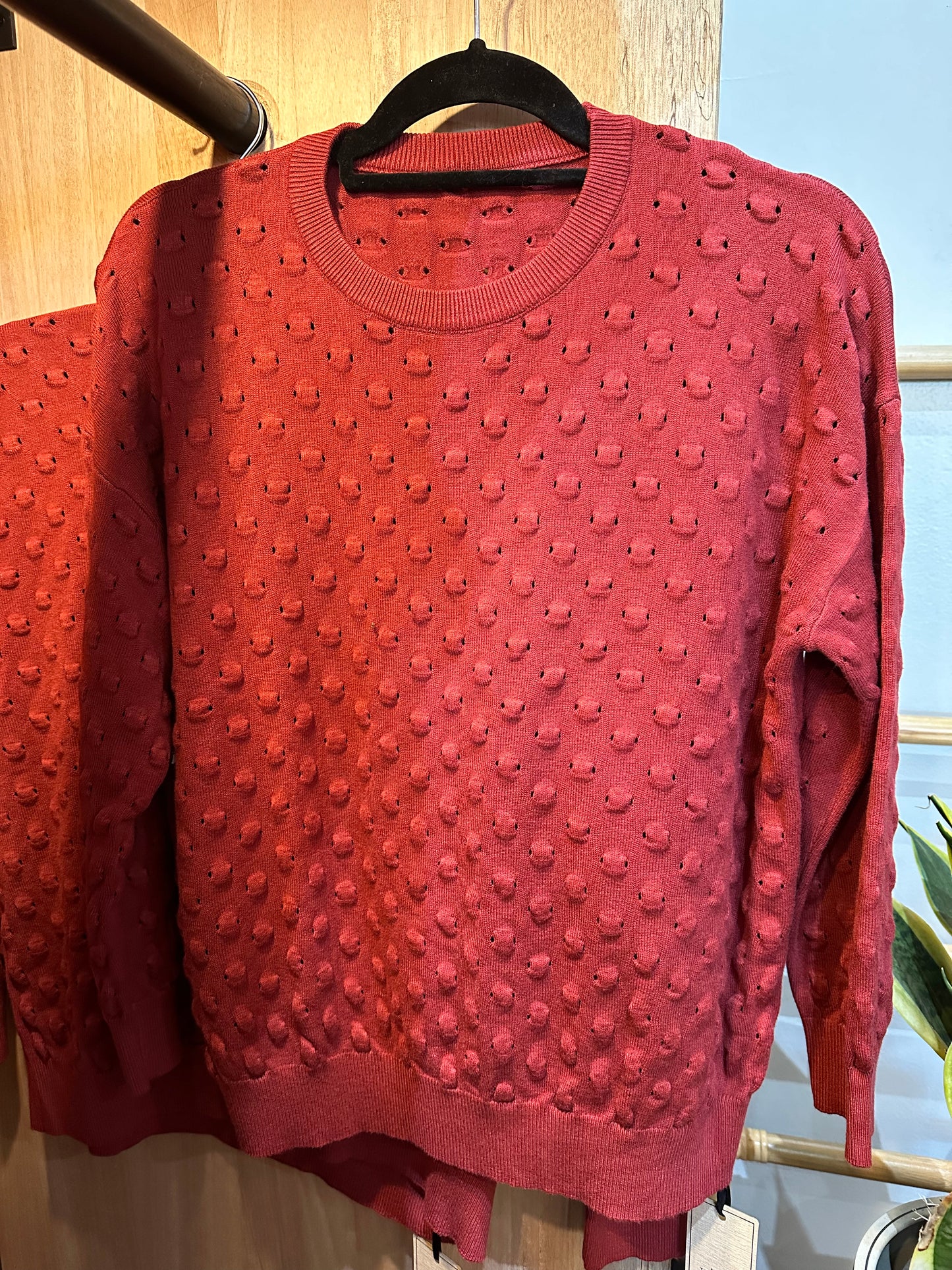 Cotton blend knit jumper - red