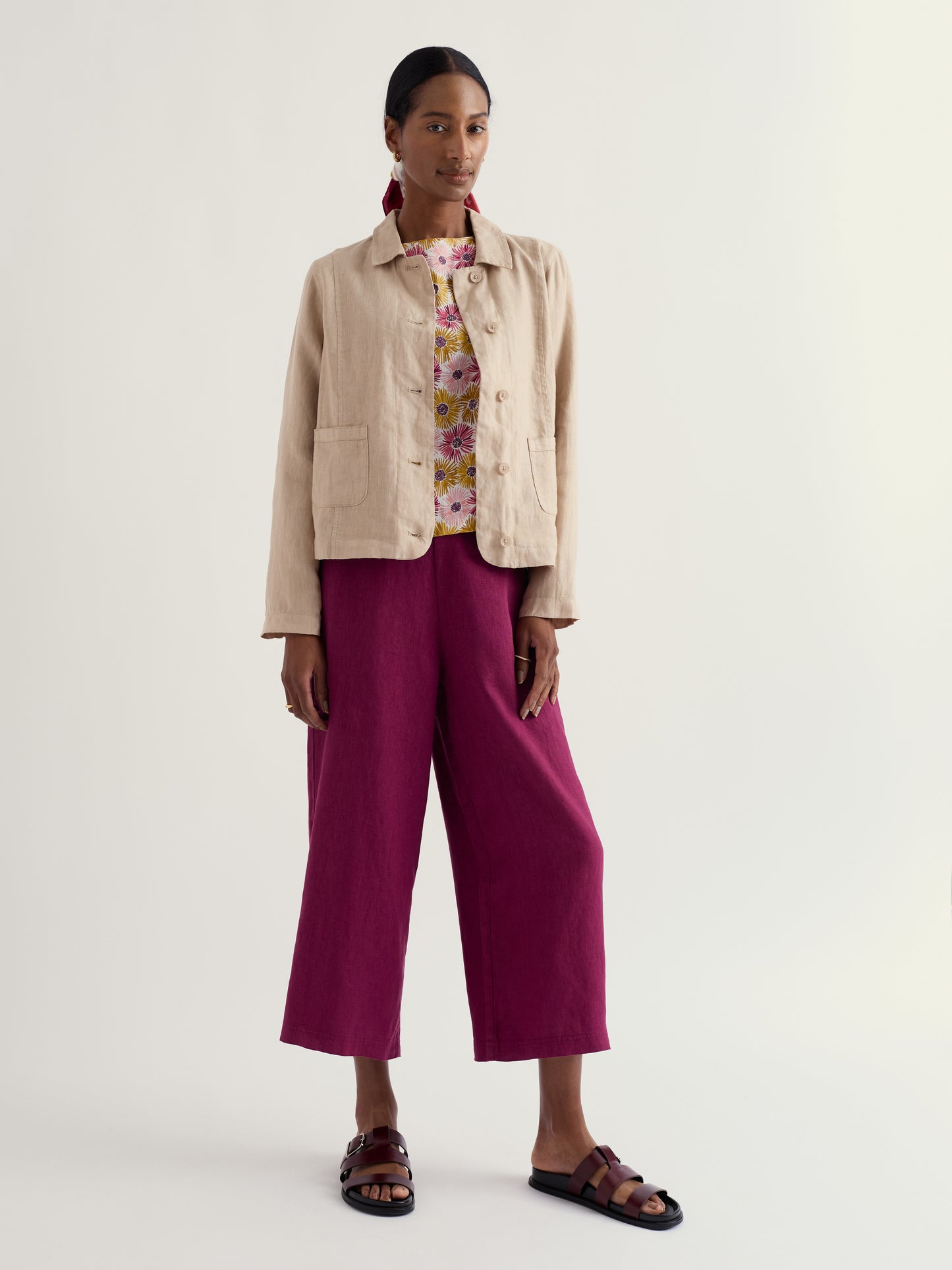 SEASALT CORNWALL - Merrivale Linen Culottes - Dark Freesia