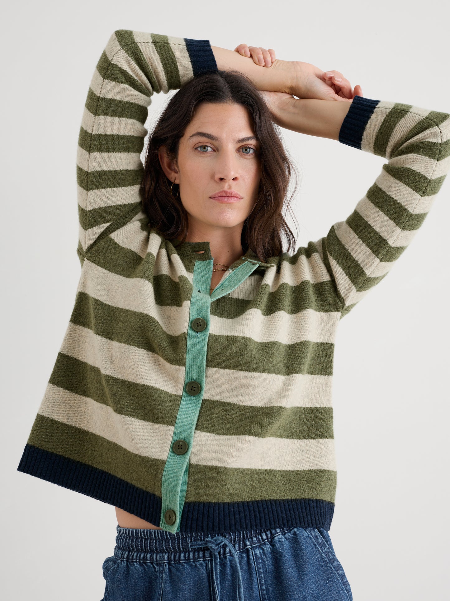 SEASALT CORNWALL - Seasalt Pinwell Cardigan - Bright Shape Light Olive Mix