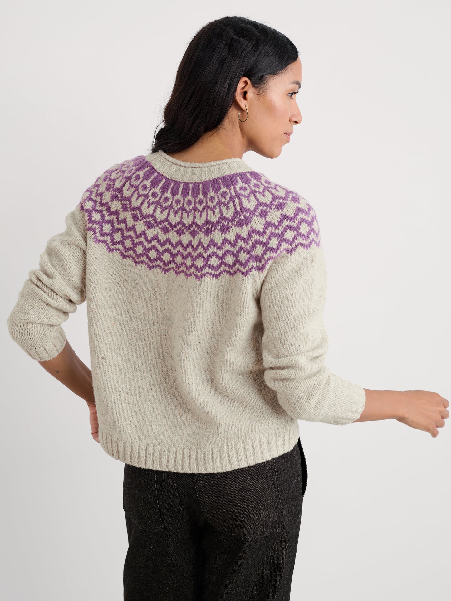SEASALT CORNWALL - Port Kinnis Jumper Merino - Wag Tail Aran Spring Heather