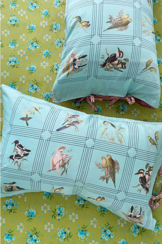 Australian Birds pillowcase  *organic cotton  LAZYBONES