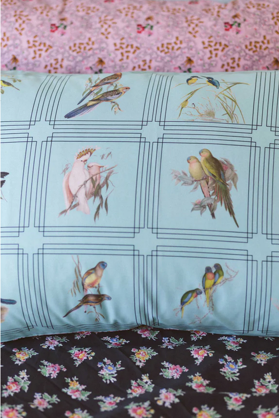 Australian Birds pillowcase  *organic cotton  LAZYBONES