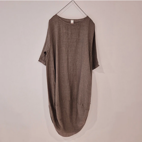 Scalloped edge linen dress MONTAIGNE made in Italy