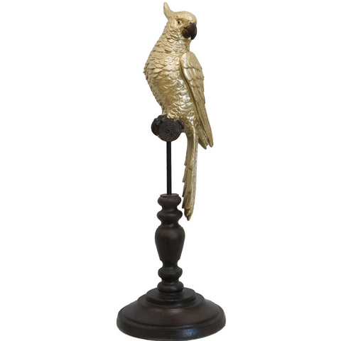 Gold parrot on stand