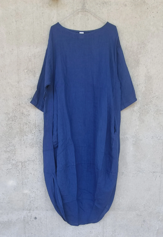 Scalloped edge linen dress MONTAIGNE made in Italy
