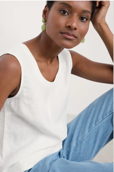 SEASALT CORNWALL - Lighthouse Station Linen Vest - Chalk