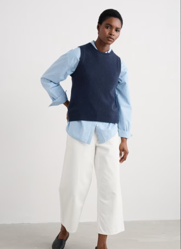 SEASALT CORNWALL - East View Knitted Vest - Maritime