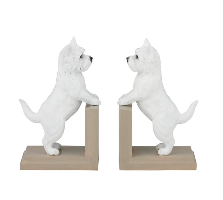 Westie White Bookends - S/2