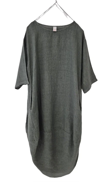 MONTAIGNE PARIS - Scalloped edge linen dress Made in Italy