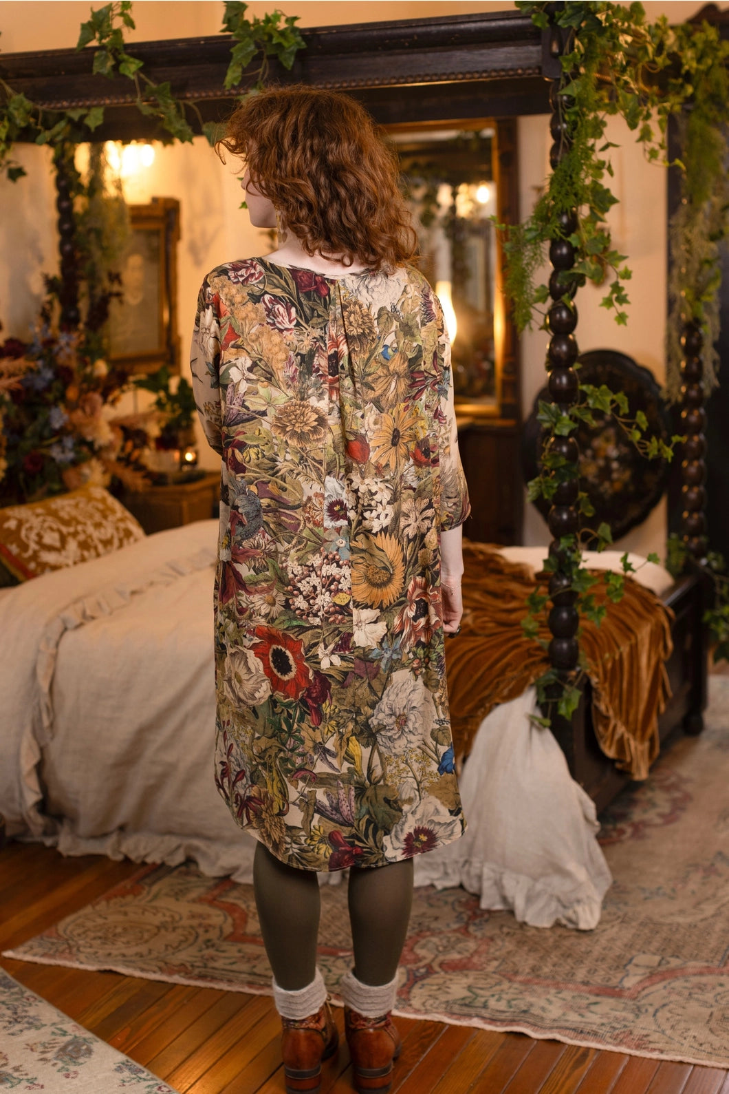 Market of Stars - Golden Hour Artist Dress Tunic w/ Pockets & Floral Print