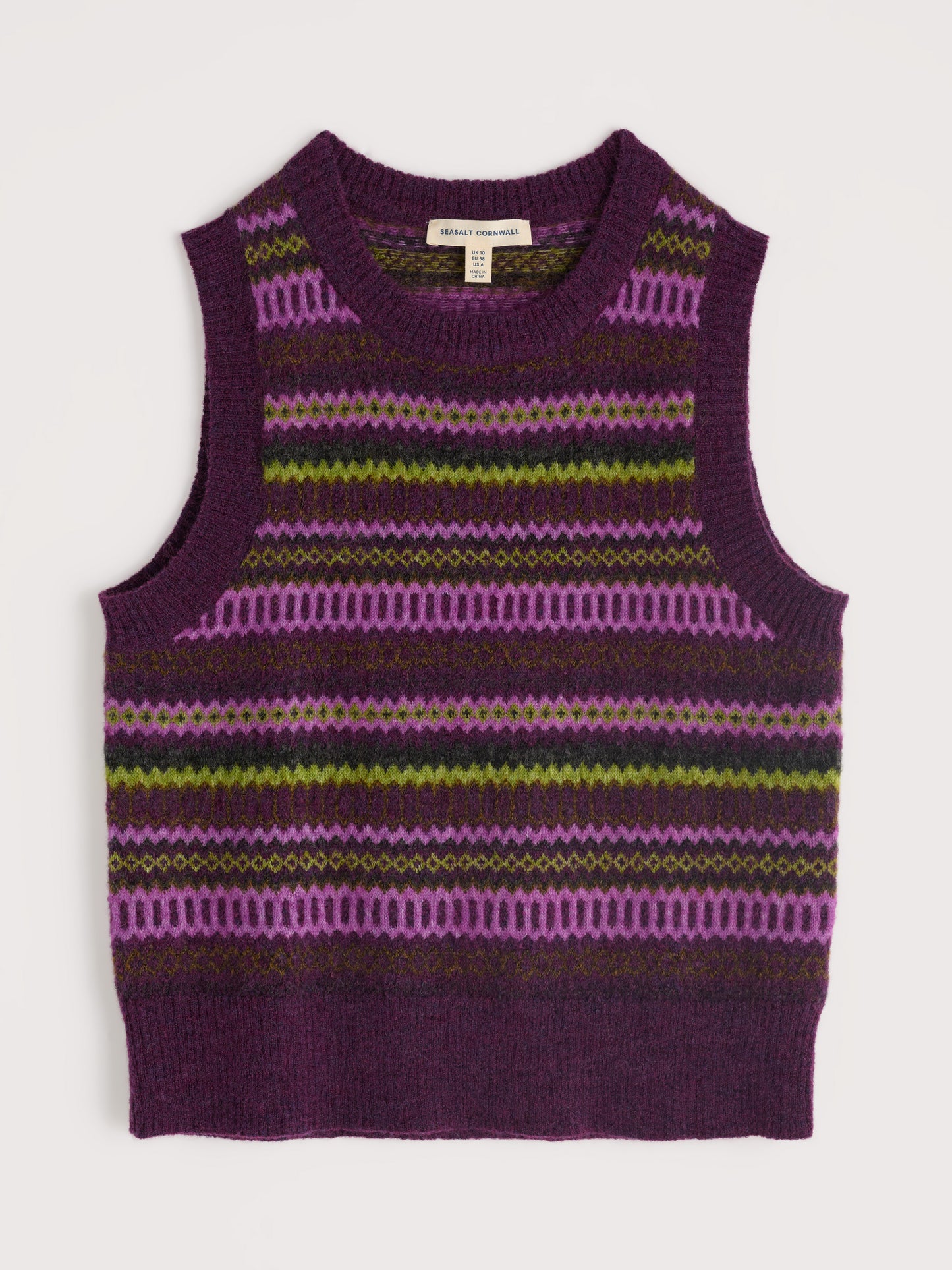 SEASALT CORNWALL - Annik Fairaisle Vest - Modernist Grape Oak Mix