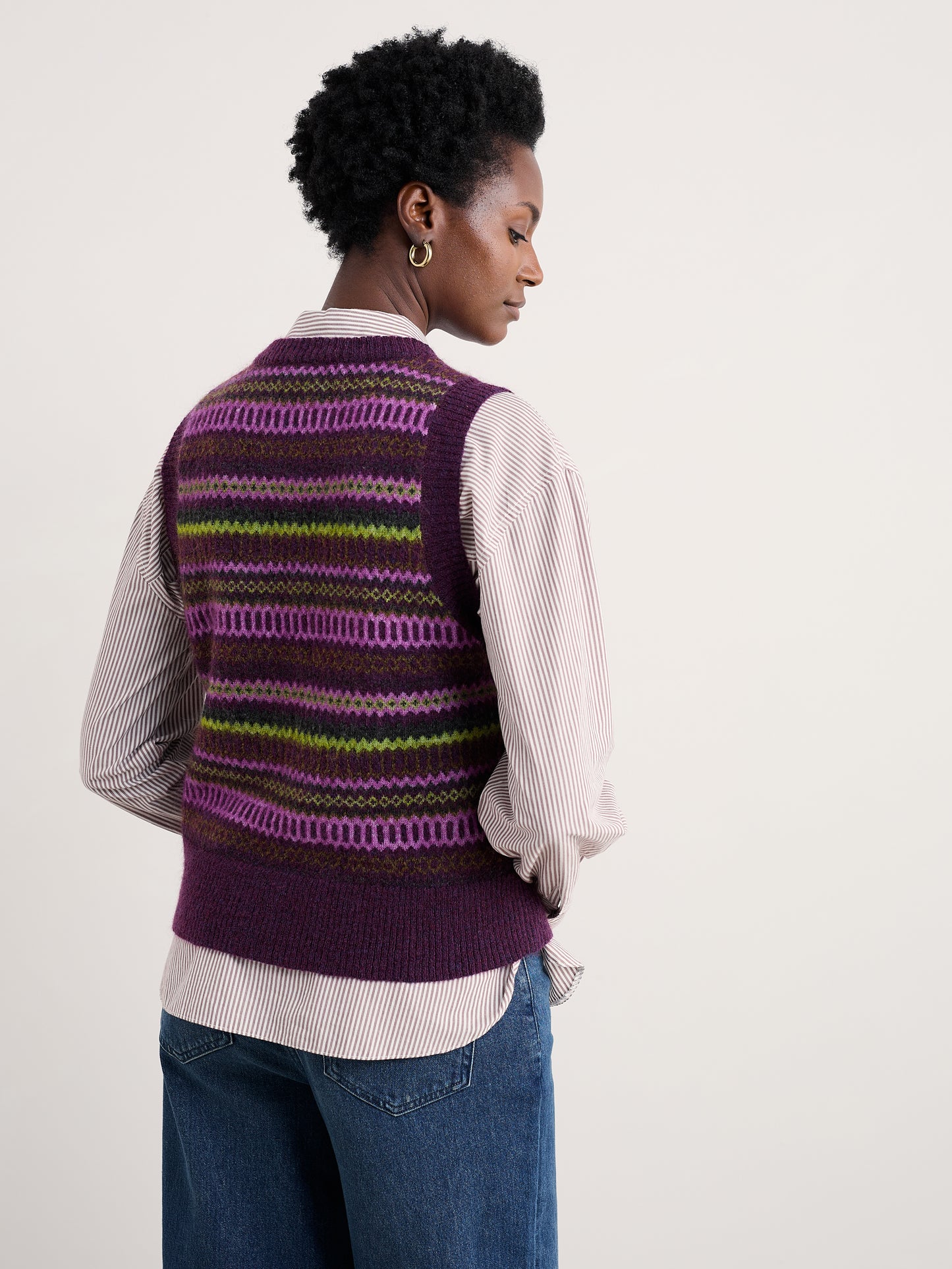 SEASALT CORNWALL - Annik Fairaisle Vest - Modernist Grape Oak Mix