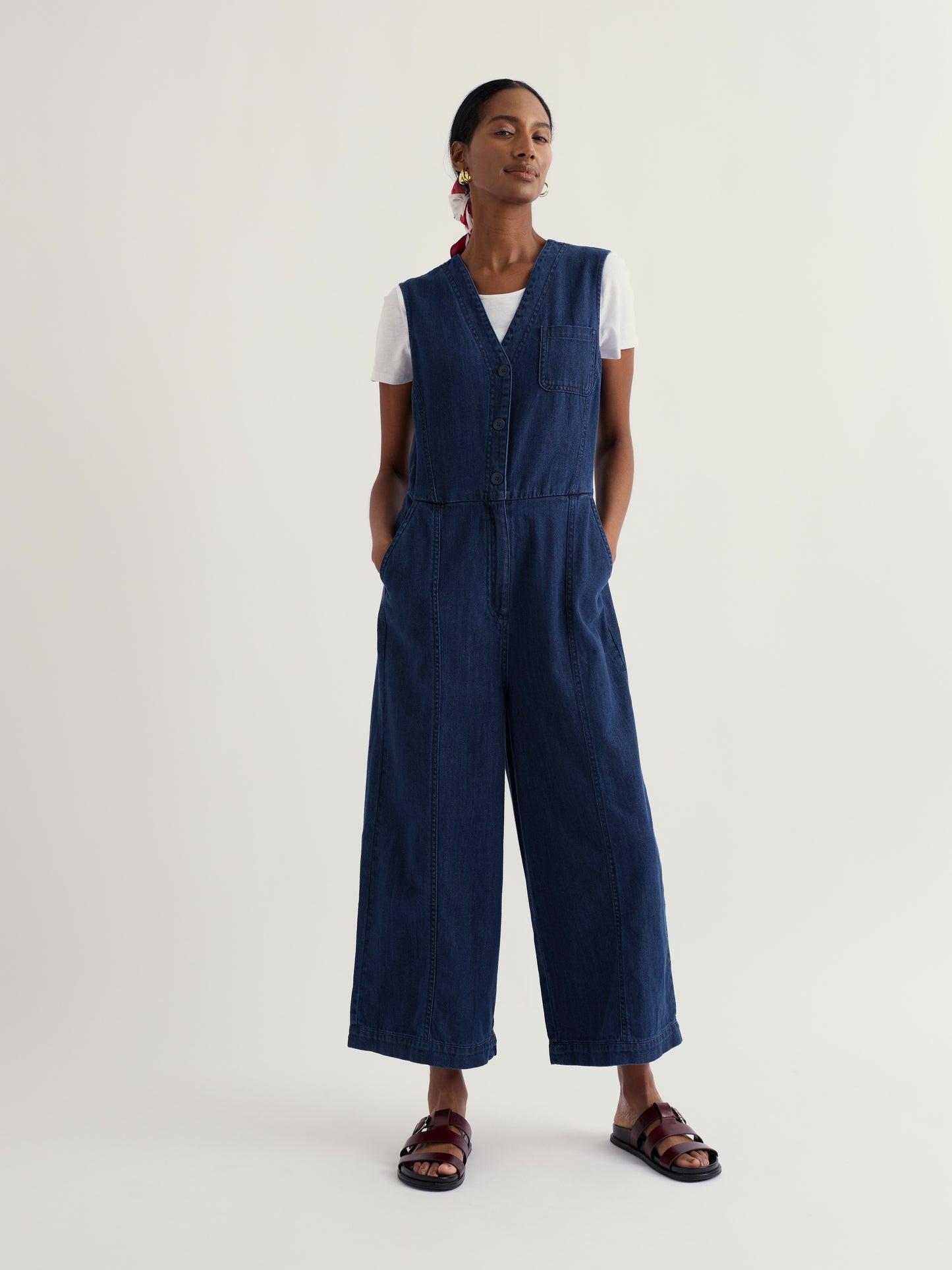 SEASALT CORNWALL - Braya Wide Leg Jumpsuit - Mid-wash