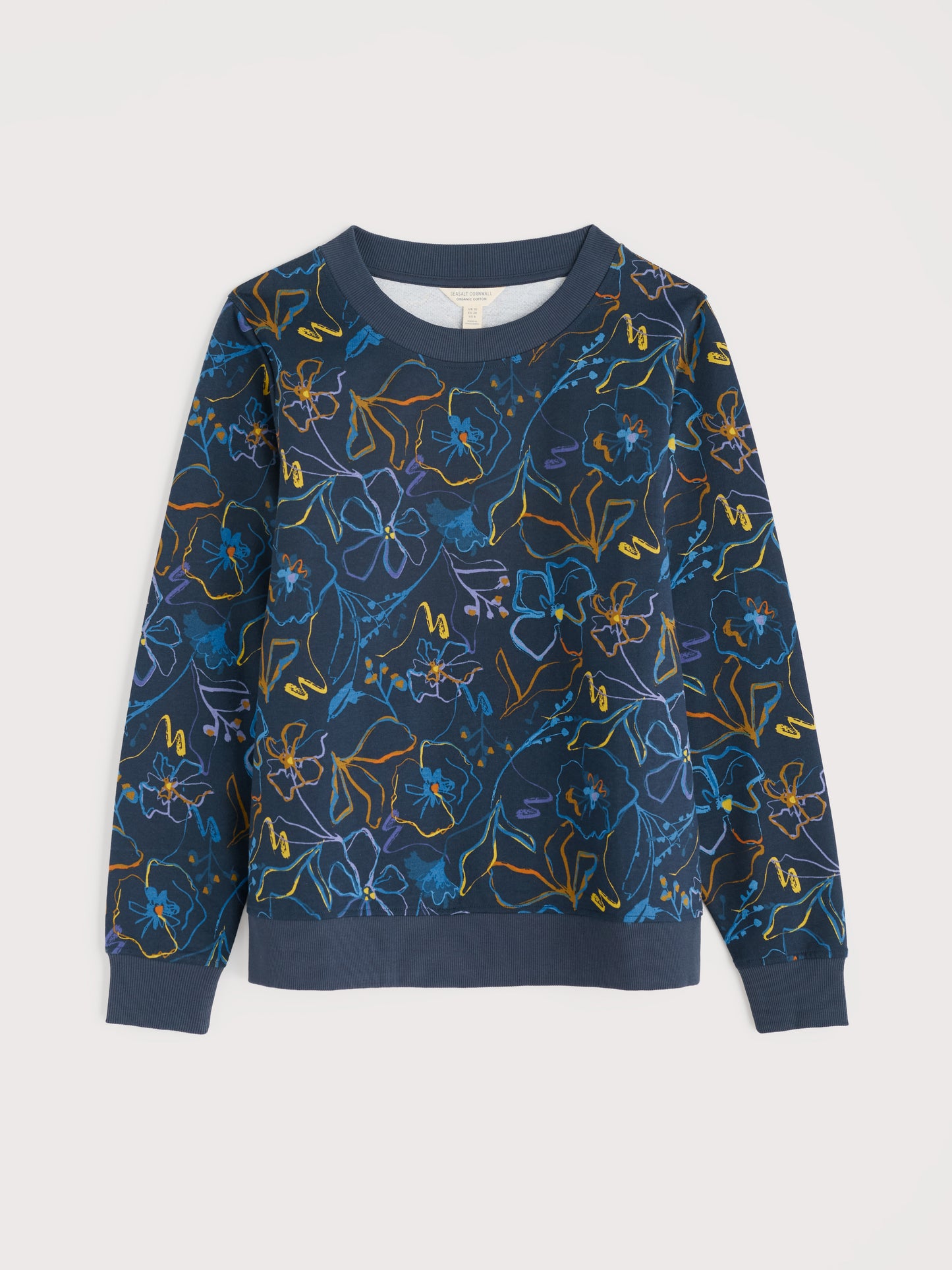 SEASALT CORNWALL - Bright Wave Sweatshirt - Drawn Floral Maritime