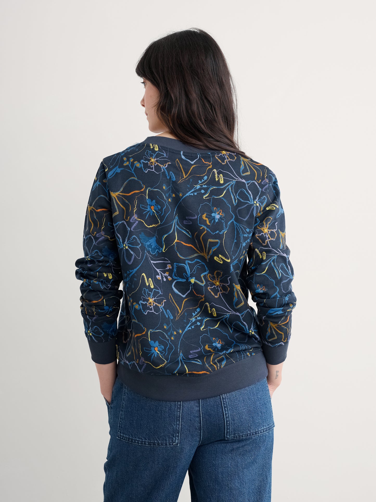 SEASALT CORNWALL - Bright Wave Sweatshirt - Drawn Floral Maritime