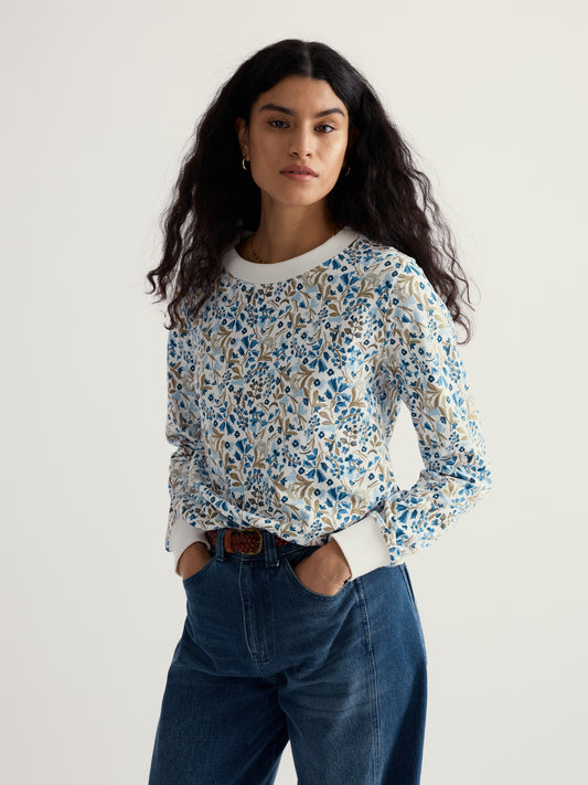 SEASALT CORNWALL - Bright Wave Crew Neck Sweatshirt - Woodland Floral Chalk