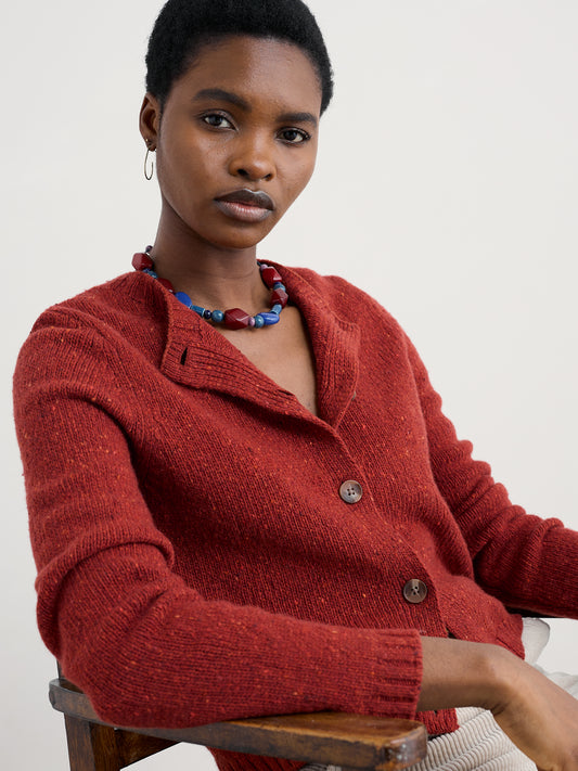 SEASALT CORNWALL - Dawson Pick Merino Rich Cardigan - Red Sail