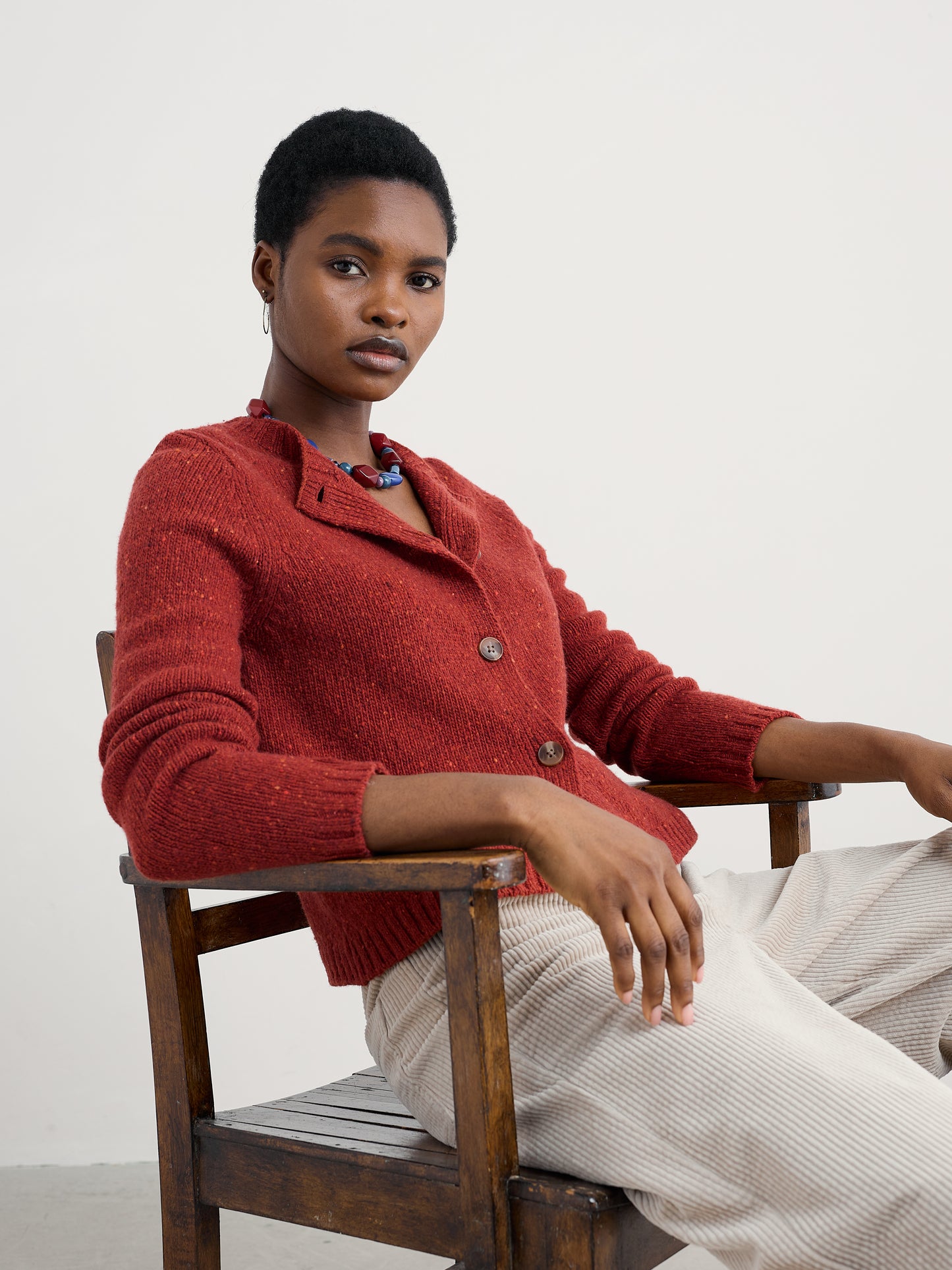 SEASALT CORNWALL - Dawson Pick Merino Rich Cardigan - Red Sail