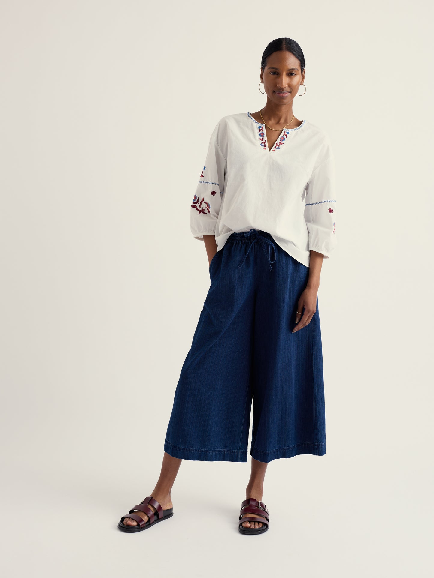 SEASALT CORNWALL - Eskelli Wide Leg Culotte - Mid-Wash