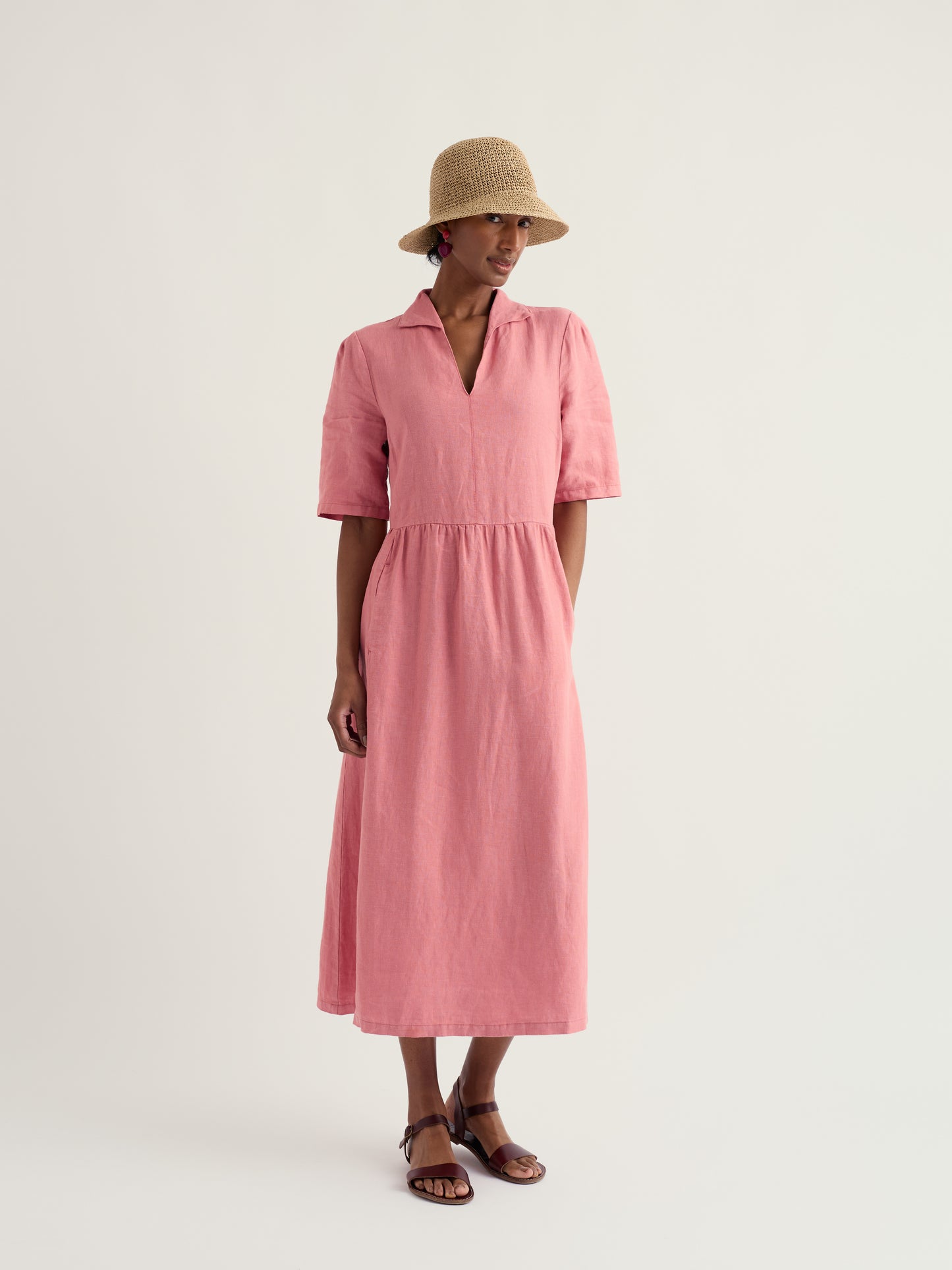 SEASALT CORNWALL - Fen Violet Linen Midi Dress - Wild Rose