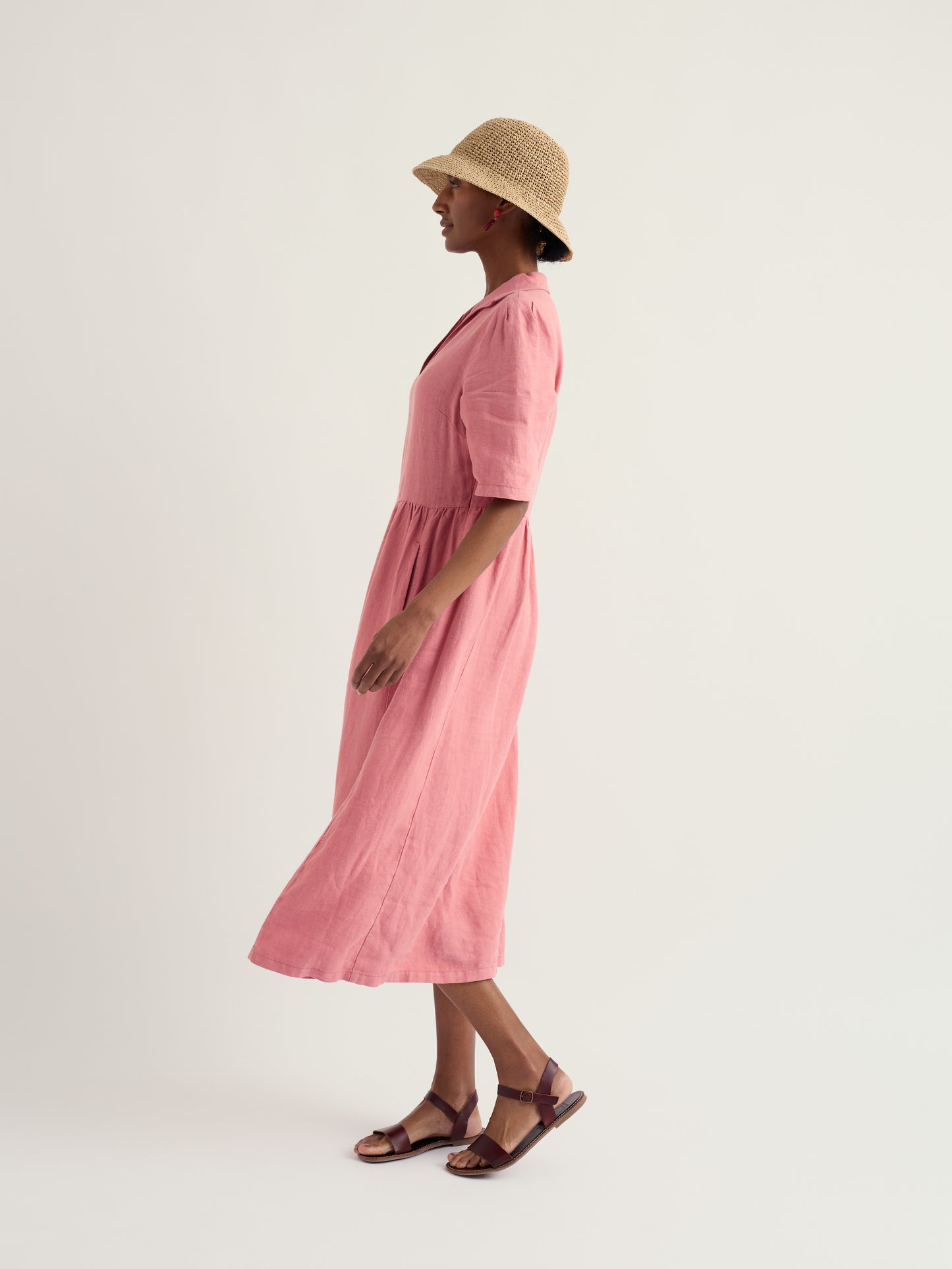 SEASALT CORNWALL - Fen Violet Linen Midi Dress - Wild Rose