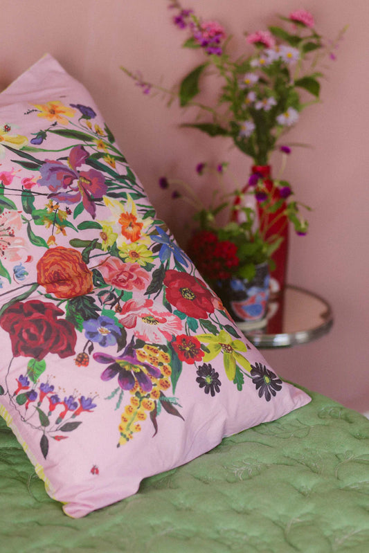 Rainbow Bunch Pink pillowcase *organic cotton  LAZYBONES