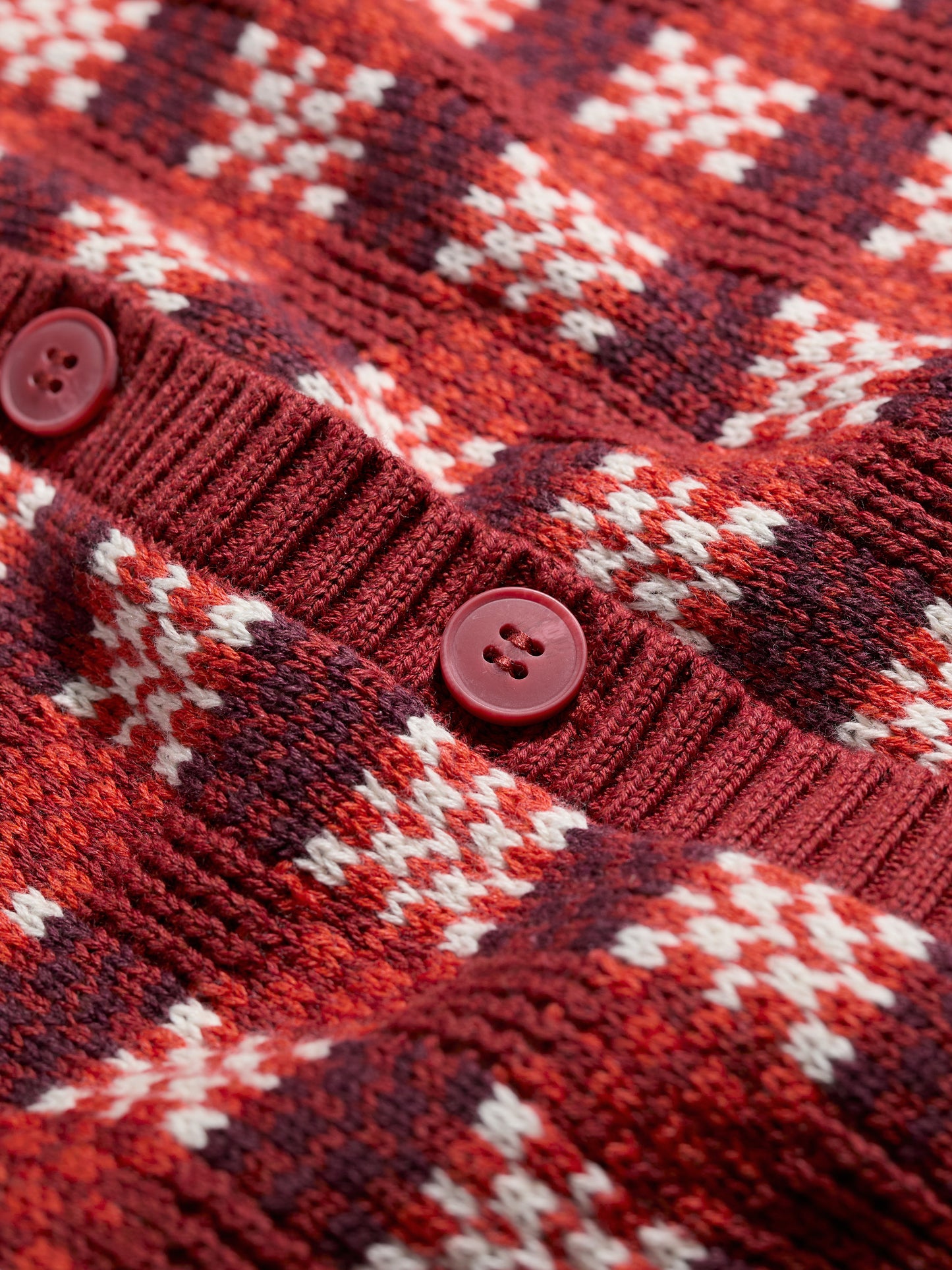 SEASALT CORNWALL - Kensa Organic Cotton Checked Cardigan - Circlet Deep Rust Chalk