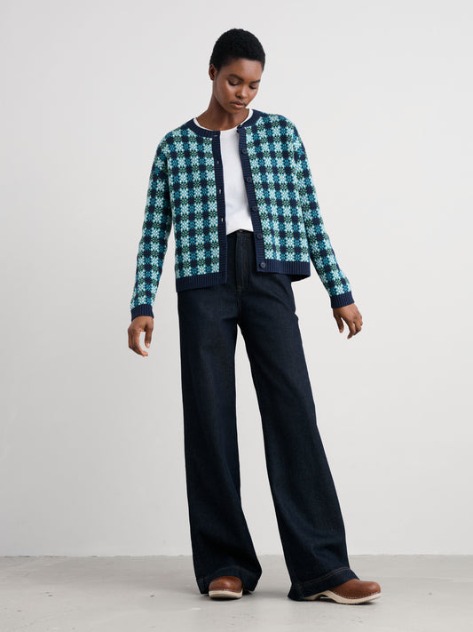 SEASALT CORNWALL - Kensa Organic Cotton Checked Cardigan - Circlet Maritime Emulsion