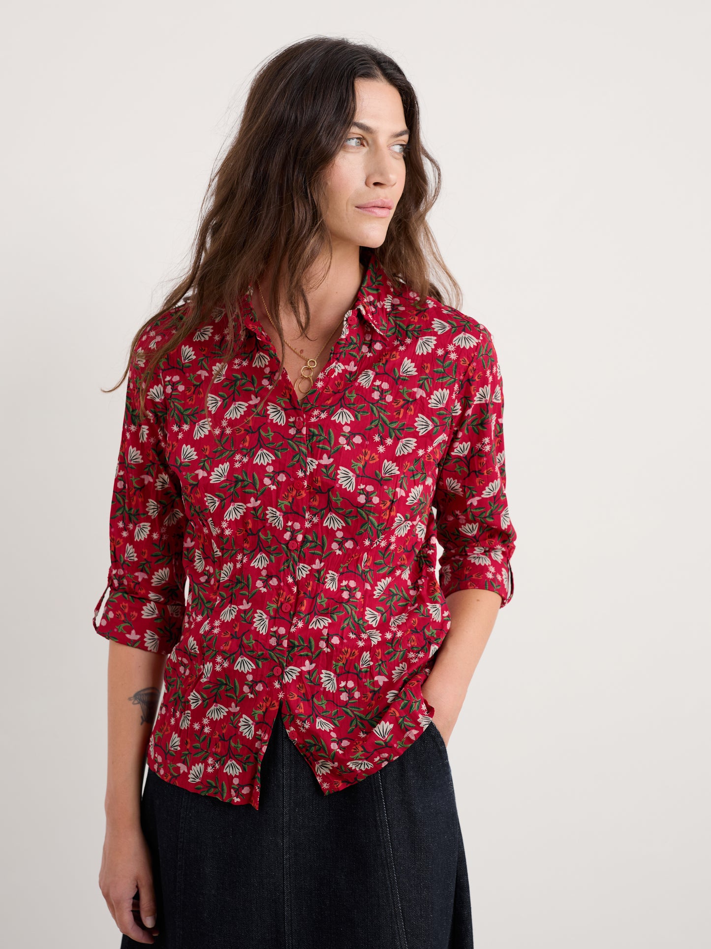 SEASALT CORNWALL - Larissa Shirt - Winter Wildflower Carmine