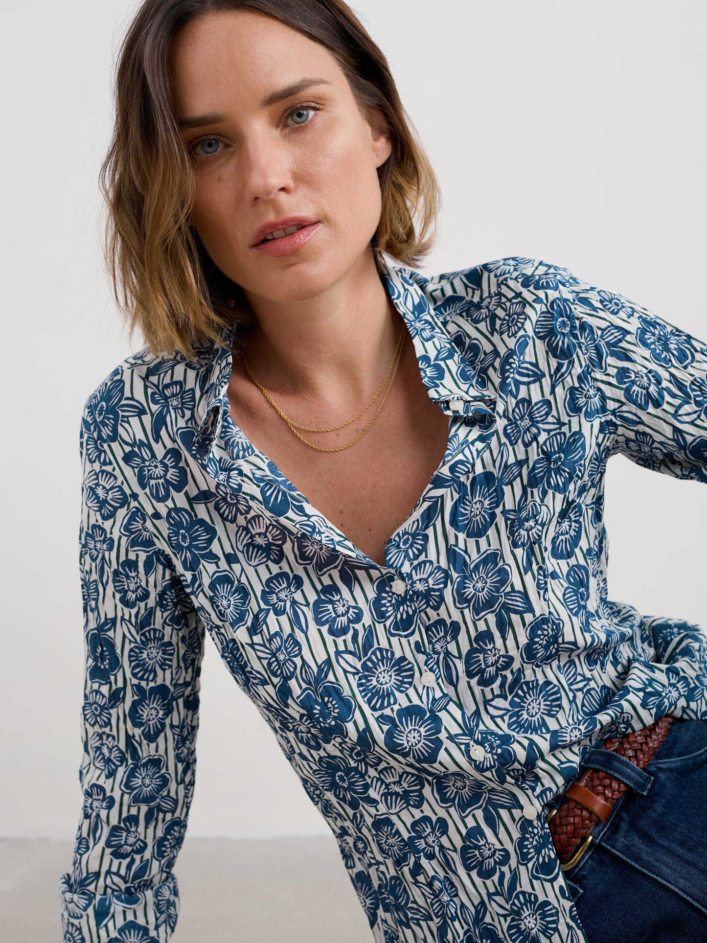 SEASALT CORNWALL - Larissa Shirt - Floral Imprint Chalk