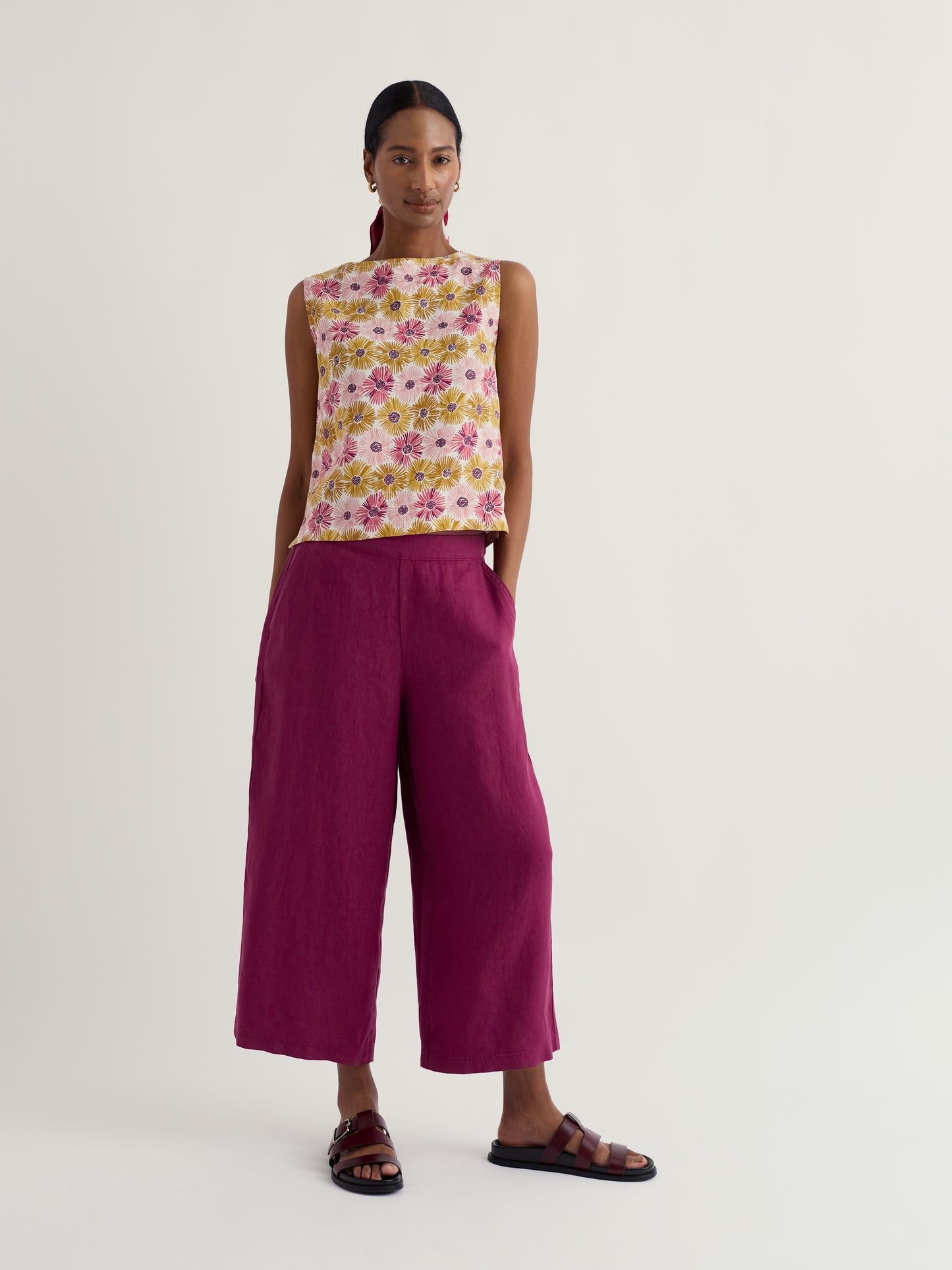 SEASALT CORNWALL - Merrivale Linen Culottes - Dark Freesia