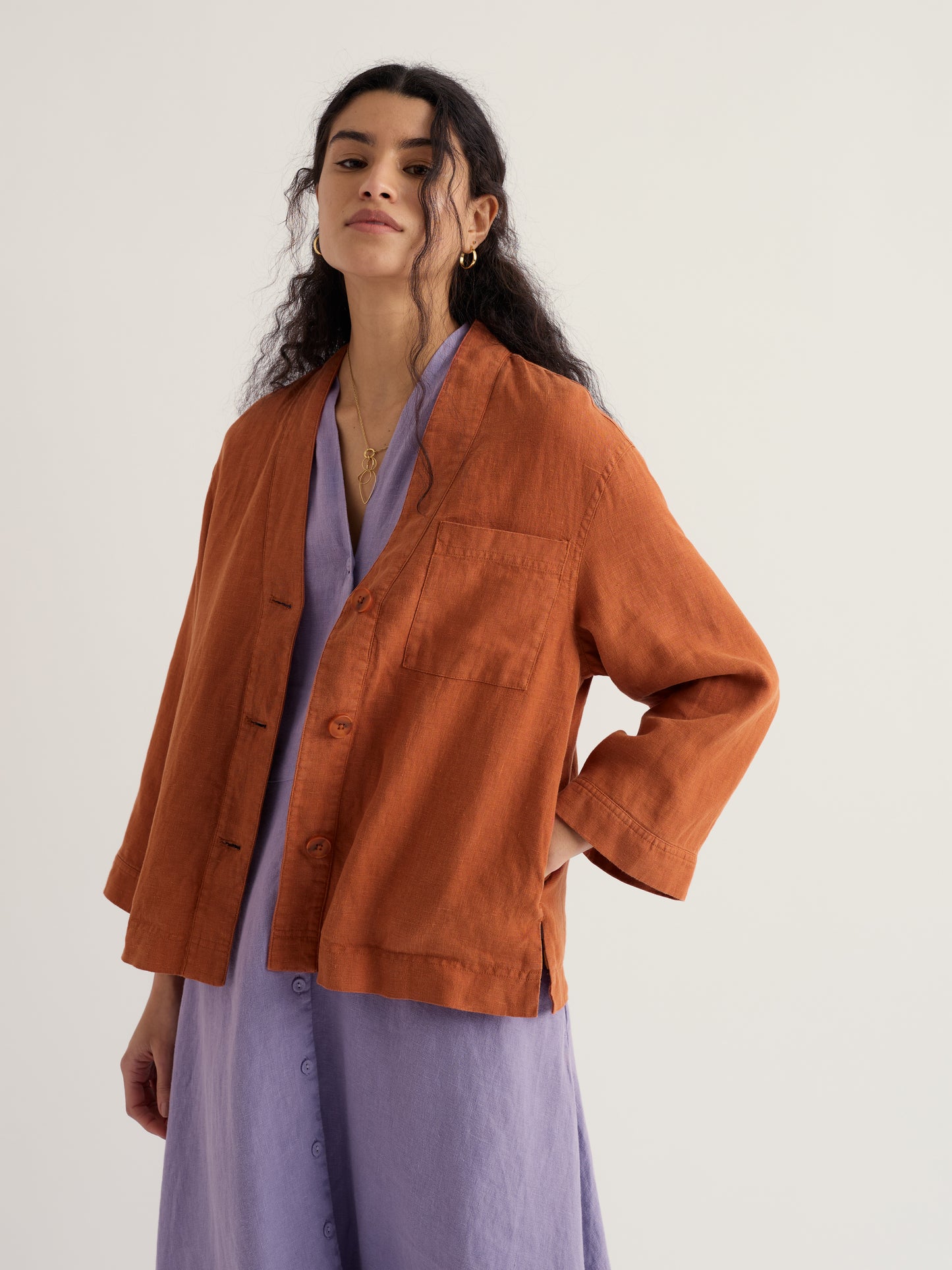 SEASALT CORNWALL - Montol Relaxed Linen Jacket - Oar