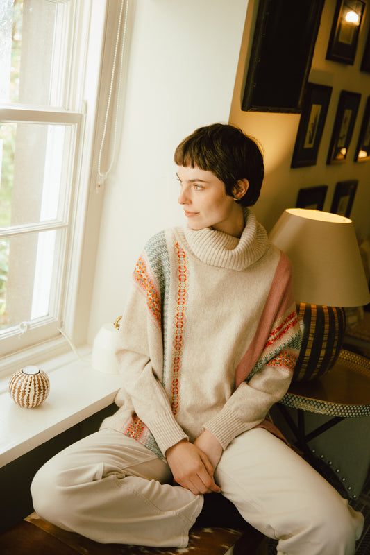 ERIBÉ Knitwear - Honey Montrose Cowl Sweater 100% Merino Lambswool