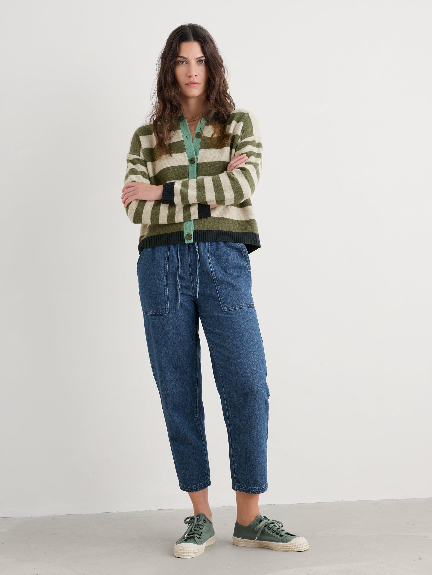 SEASALT CORNWALL - Seasalt Pinwell Cardigan - Bright Shape Light Olive Mix