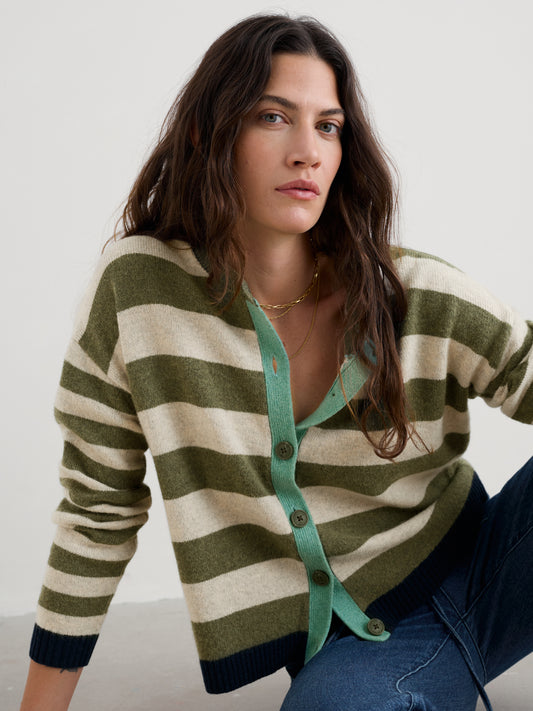 SEASALT CORNWALL - Seasalt Pinwell Cardigan - Bright Shape Light Olive Mix