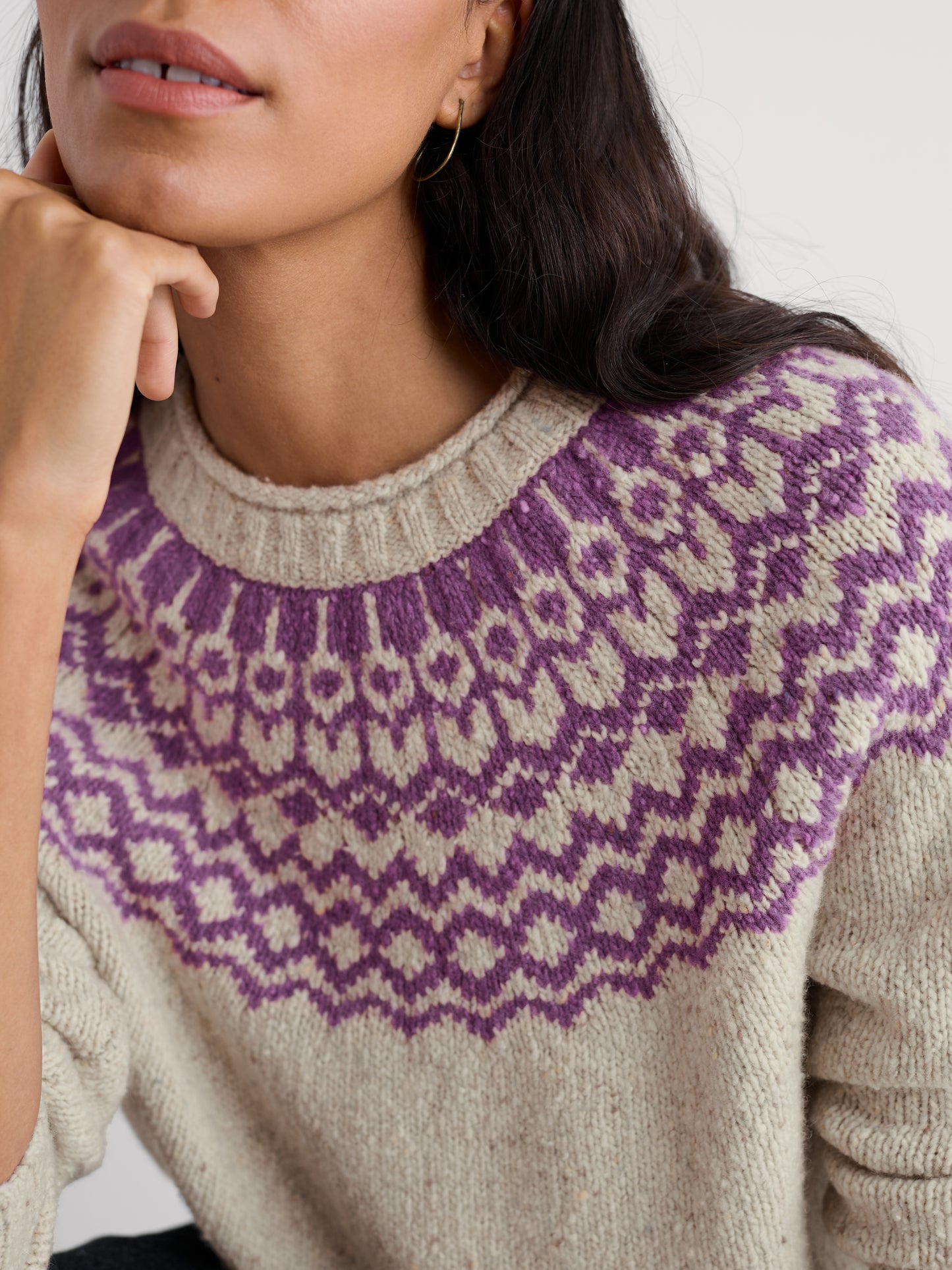 SEASALT CORNWALL - Port Kinnis Jumper Merino - Wag Tail Aran Spring Heather