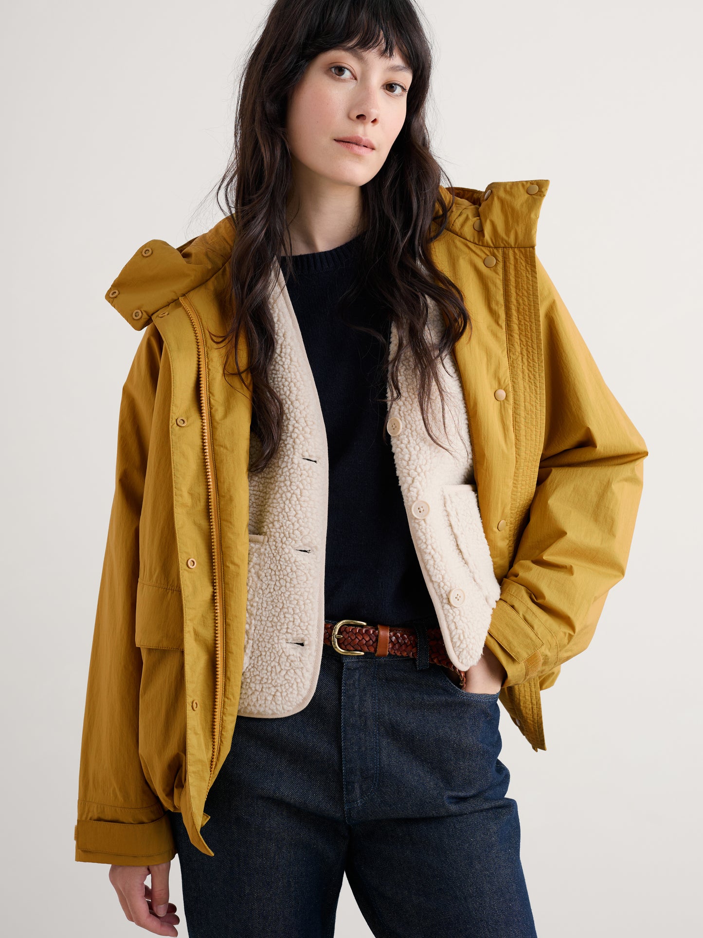 SEASALT CORNWALL - Portheras Oversized Waterproof Jacket- Pear
