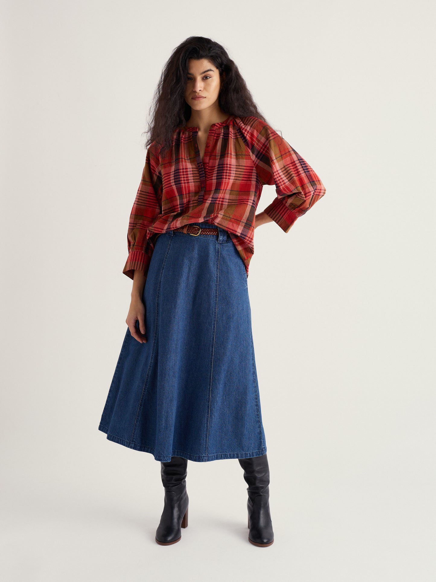 SEASALT CORNWALL - Restharrow Ankle-Length Denim Skirt - Mid Wash
