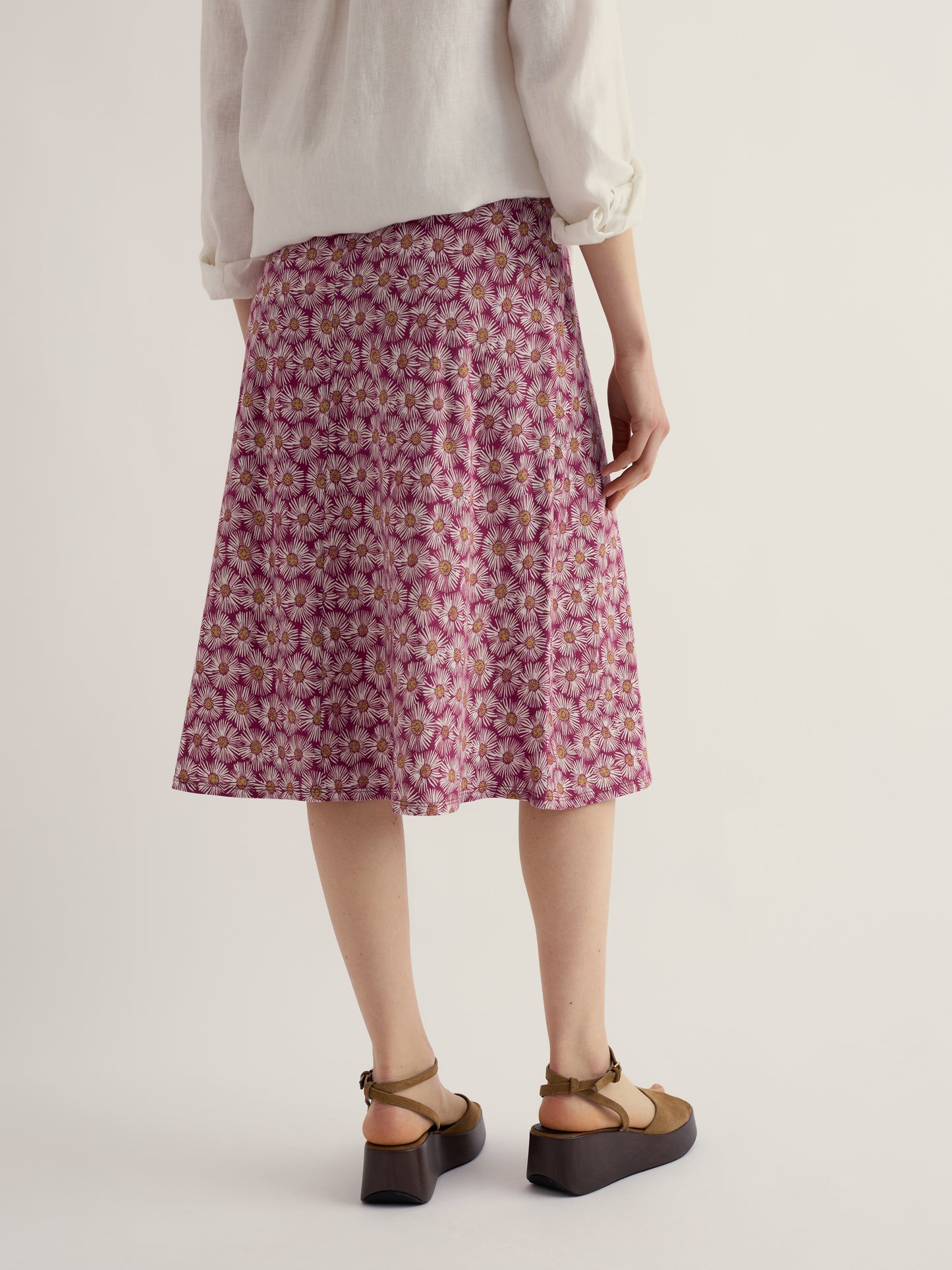 SEASALT CORNWALL - Rose Cotton Skirt - Painted Asters Dark Freesia