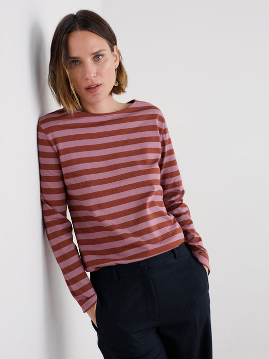 SEASALT CORNWALL - Sailor Shirt in GOTS-Certified Organic Cotton Jersey - Scallion Burgundy