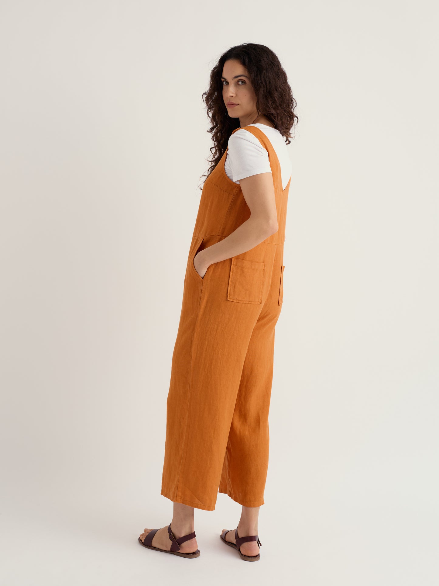 SEASALT CORNWALL - Salt Air Wide Leg Linen Jumpsuit - Amber
