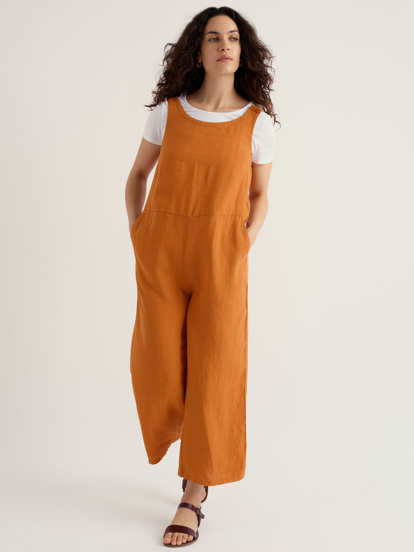 SEASALT CORNWALL - Salt Air Wide Leg Linen Jumpsuit - Amber