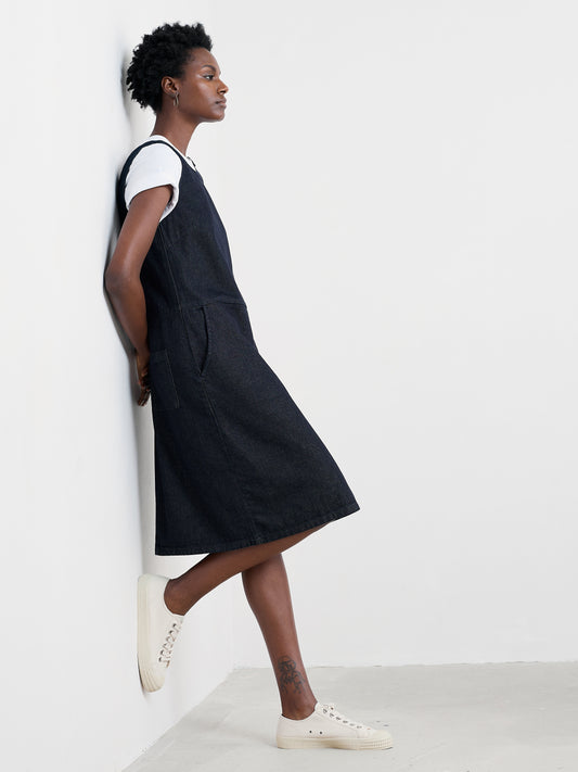 SEASALT CORNWALL - Salt Weave Knee Length Pinafore - Dark Wash