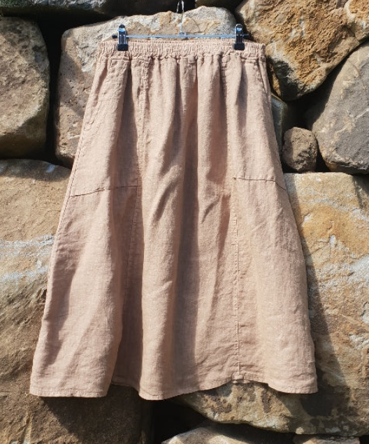 FREDERIC Italian linen A-line skirt with pockets OSFM made in Italy