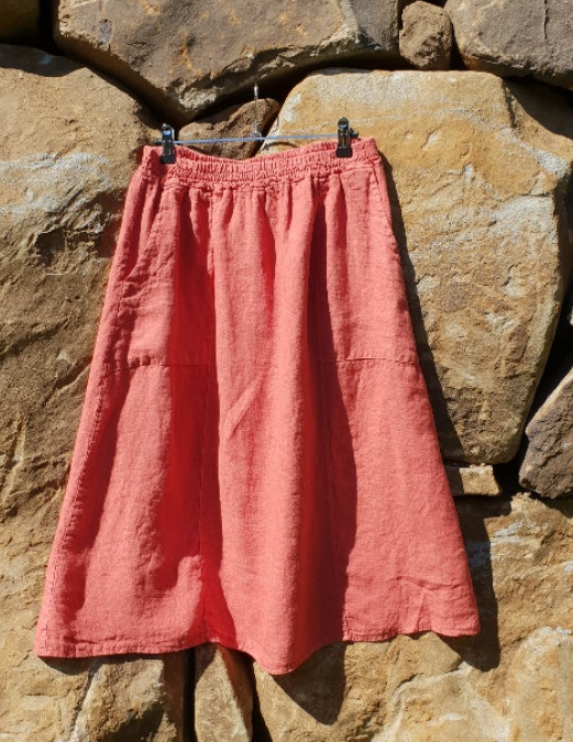 FREDERIC Italian linen A-line skirt with pockets OSFM made in Italy
