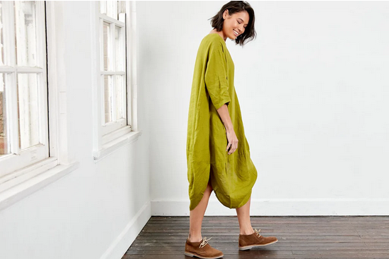 MONTAIGNE PARIS - Scalloped edge linen dress Made in Italy