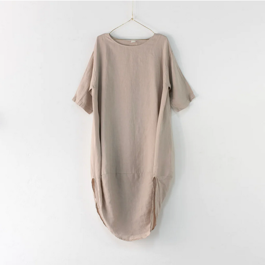 MONTAIGNE PARIS - Scalloped edge linen dress Made in Italy