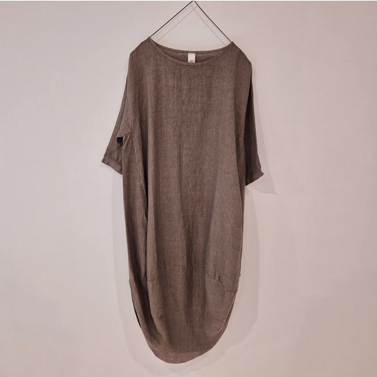 MONTAIGNE PARIS - Scalloped edge linen dress Made in Italy